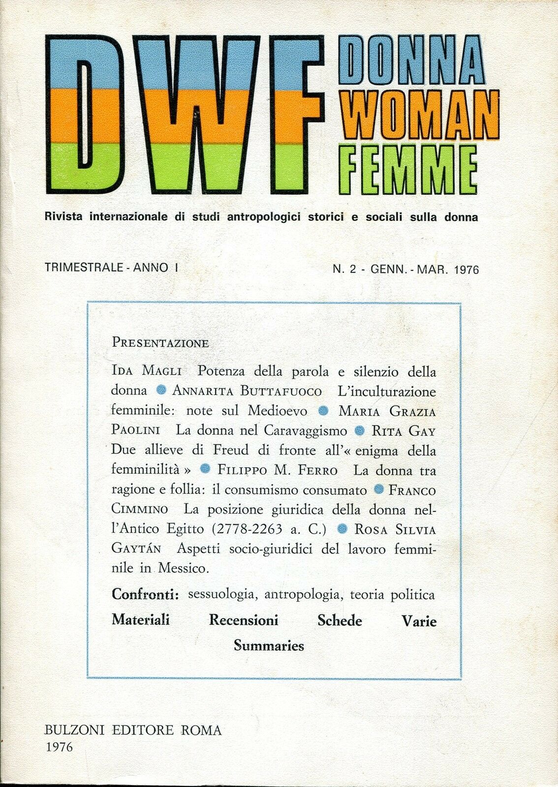 DWF, Anno I, n. 2, 1976